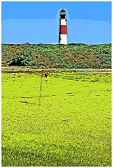 Sankaty Head Lighthouse Near Golf Course - Digital Painting